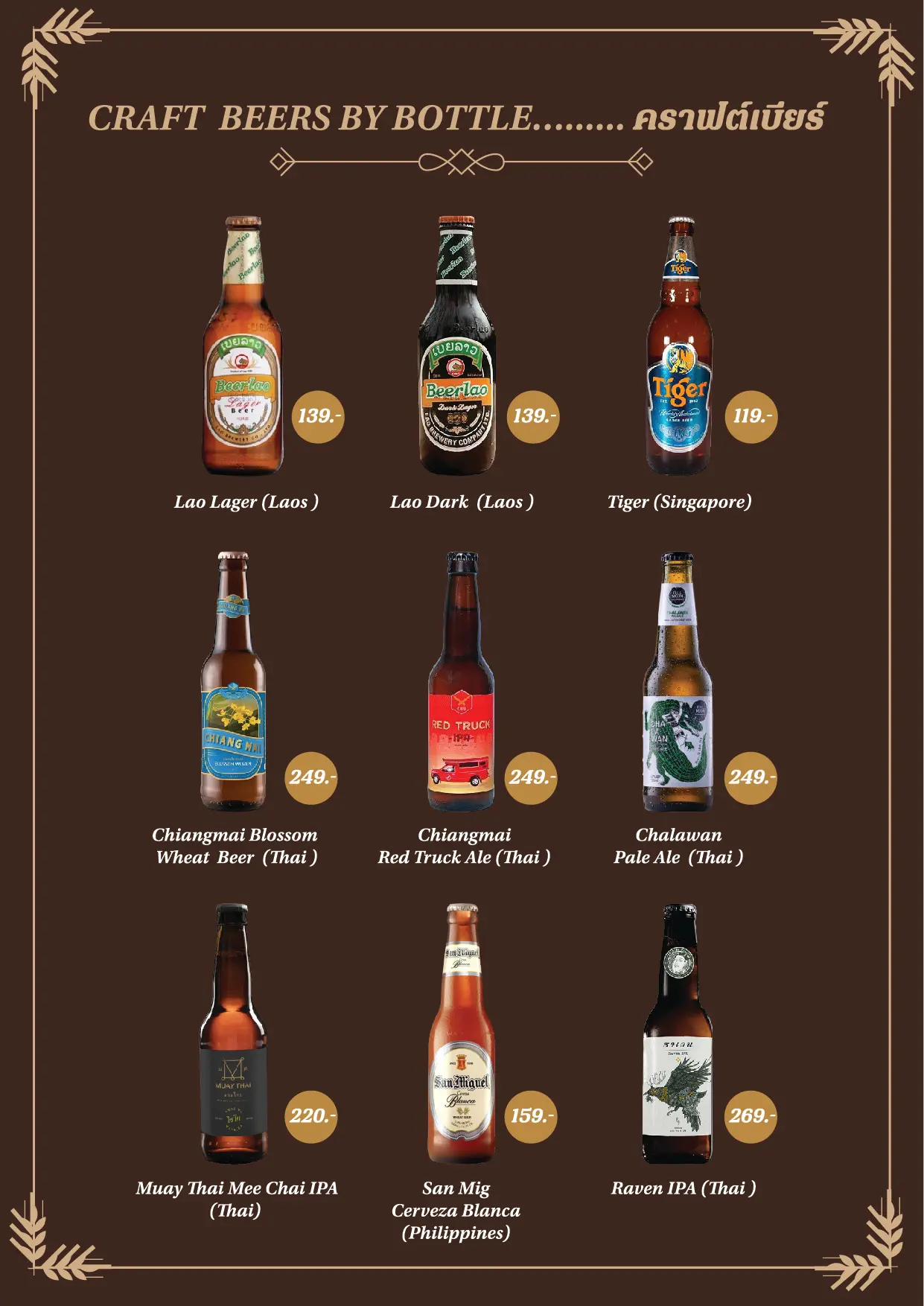 Baan Mae Craft Beers Menu 2024 - 2025